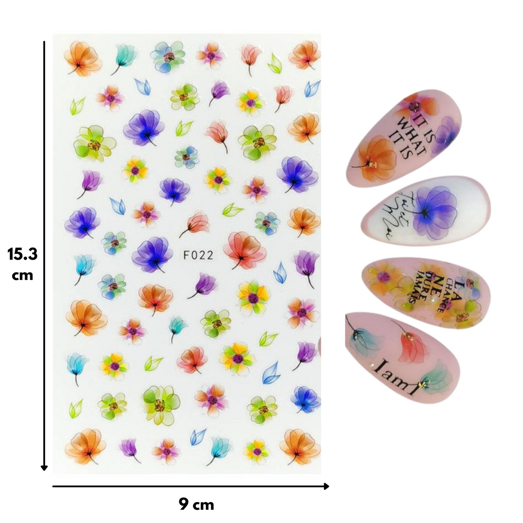 Sticker Calcomanías Flores Para uñas  Paquete con 5 piezas