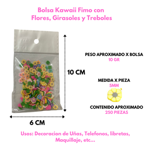 Decoración acetato kawaii flores en bolsita de 6/ gr