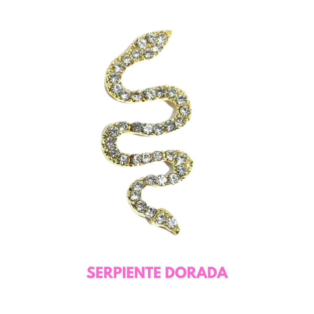 Decoracion Uñas Serpiente Metal Dorado, Plata O Golden Rose