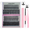 KIT PESTAÑAS XIAOYA ROSA CON PINZAS Y BOND Modelo 706
