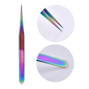 Pinzas para Extension de Pestañas 1 x 1 Mussa Camaleon 2 piezas y Estuche plata