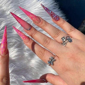 Tips Estileto XL Curvatura "C" con 100 Piezas Cristal