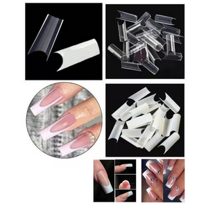 Tips Cuadrados Curva C Lé Mussa Color Cristal con 100 Piezas