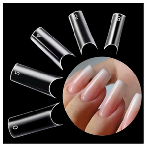 Tips Cuadrados Curva C Lé Mussa Color Cristal con 100 Piezas